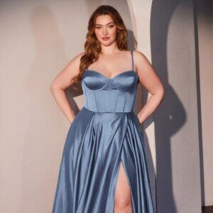 New Bridesmaid A-Line Plus Size Soft Satin Dress w/ Sweetheart Neckline CD337C